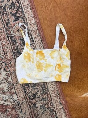 Rhythm Yellow Floral Square-Neck Crop